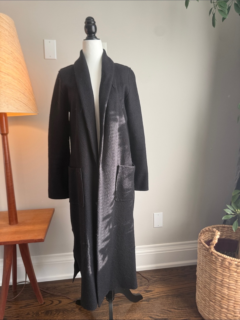 The Group by Babaton- Aritzia Black Long Open-Front Trench Coat